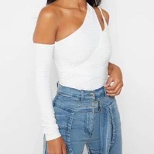 White one sleeve bodysuit